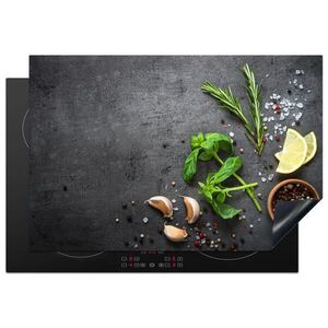 MuchoWow KRYT NA INDUKČNÍ DESKU Limetka - Bylinky - Koření - Zelená - Šedá - Beton 76x51.5 cm obraz