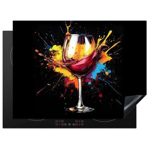 MuchoWow KRYT NA INDUKČNÍ DESKU Víno - sklo - graffiti - nápoj - červená - barva 71x52 cm obraz