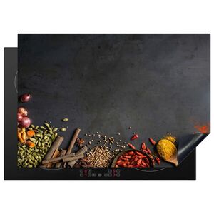 MuchoWow KRYT NA INDUKČNÍ DESKU Bylinky - Potraviny - Koření - Černá - Paprika - Skořice 75x52 cm obraz