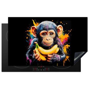 MuchoWow KRYT NA INDUKČNÍ DESKU Opice - Graffiti - Barevné - Banány - Moderní 83x51 cm obraz