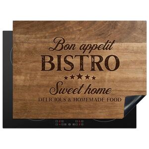 MuchoWow KRYT NA INDUKČNÍ DESKU Citace - Bistro - Dobrou chuť - Sweet home - Textura dřeva 71x52 cm obraz