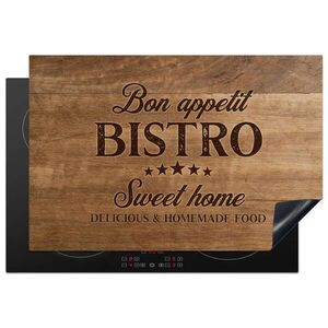 MuchoWow KRYT NA INDUKČNÍ DESKU Citace - Bistro - Dobrou chuť - Sweet home - Textura dřeva 78x52 cm obraz