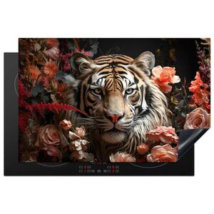 MuchoWow KRYT NA INDUKČNÍ DESKU Tygr - Zvíře - Příroda - Květiny - Botanické motivy 80x52.2 cm obraz
