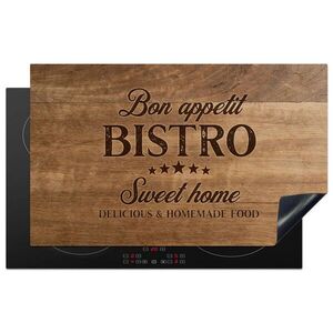 MuchoWow KRYT NA INDUKČNÍ DESKU Citace - Bistro - Dobrou chuť - Sweet home - Textura dřeva 85x52 cm obraz