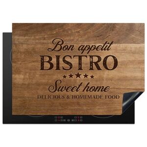 MuchoWow KRYT NA INDUKČNÍ DESKU Citace - Bistro - Dobrou chuť - Sweet home - Textura dřeva 75x52 cm obraz