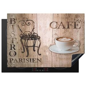 MuchoWow KRYT NA INDUKČNÍ DESKU Bistro Parisien - Kavárna - Káva - Vintage 75x52 cm obraz