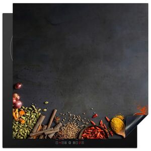 MuchoWow KRYT NA INDUKČNÍ DESKU Bylinky - Potraviny - Koření - Černá - Paprika - Skořice 78x78 cm obraz