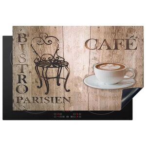 MuchoWow KRYT NA INDUKČNÍ DESKU Bistro Parisien - Kavárna - Káva - Vintage 80x52 cm obraz