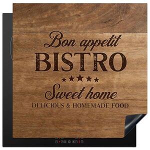 MuchoWow KRYT NA INDUKČNÍ DESKU Citace - Bistro - Dobrou chuť - Sweet home - Textura dřeva 78x78 cm obraz