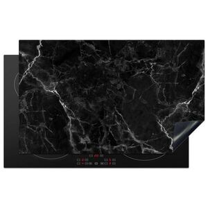 MuchoWow KRYT NA INDUKČNÍ DESKU Mramor - Černá - Bílá - Textura - Mramorový vzhled 83x51 cm obraz