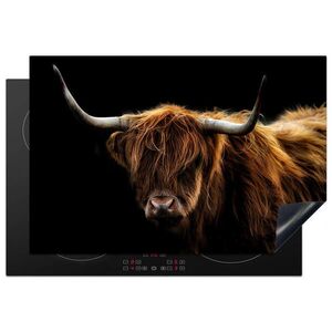 MuchoWow KRYT NA INDUKČNÍ DESKU Skotský horal - Rohy - Černá - Zvířata - Příroda - Divoká - Kráva 76x51.5 cm obraz