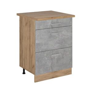Vicco SPODNÍ SKŘÍŇKA KUCHYŇSKÉ LINKY R-Line Beton 60 cm se zásuvkami, PD Dub obraz