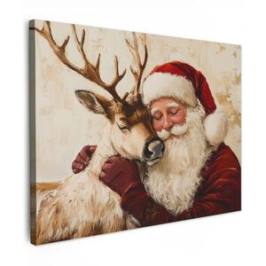 MuchoWow OBRAZ NA PLÁTNĚ Otec Vánoc - sobi - Vánoce 80x60 cm obraz
