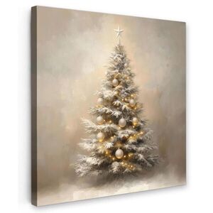 MuchoWow OBRAZ NA PLÁTNĚ Vánoce - Vánoční stromek - Sníh - Umění 20x20 cm obraz