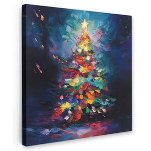 MuchoWow OBRAZ NA PLÁTNĚ Vánoční stromek - Vánoce - Abstraktní - Barevné 20x20 cm obraz