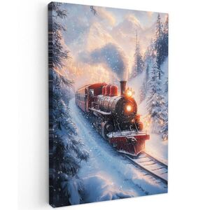 MuchoWow OBRAZ NA PLÁTNĚ Vánoční vlak - Sníh - Zima - Vánoce 60x90 cm obraz