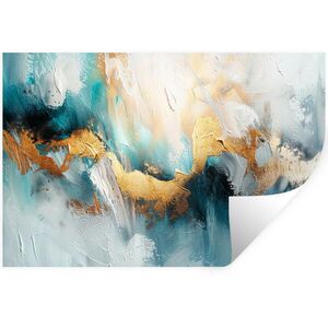 MuchoWow SAMOLEPKA NA ZEĎ Abstraktní - umění - zlatá - modrá 60x40 cm obraz