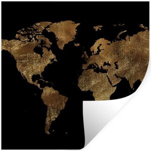 MuchoWow SAMOLEPKA NA ZEĎ Mapa světa - Zlatá - Luxusní - Země - Černá 50x50 cm obraz