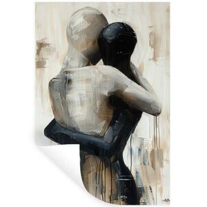 MuchoWow SAMOLEPKA NA ZEĎ Abstraktní - Láska - Černobílé - Moderní 80x120 cm obraz
