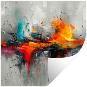 MuchoWow SAMOLEPKA NA ZEĎ Moderní umění - Oranžová - Šedá - Abstraktní 50x50 cm obraz