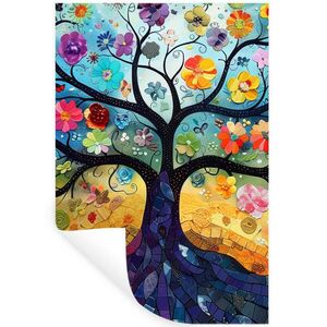 MuchoWow SAMOLEPKA NA ZEĎ Umění - Strom života - Květiny - Hippie 40x60 cm obraz