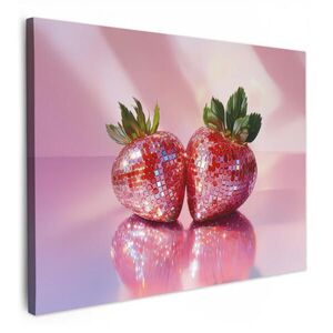 MuchoWow OBRAZ NA PLÁTNĚ Disco - Ovoce - Třpytky - Jahoda 80x60 cm obraz