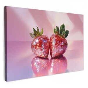 MuchoWow OBRAZ NA PLÁTNĚ Disco - Ovoce - Třpytky - Jahoda 60x40 cm obraz