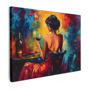 MuchoWow OBRAZ NA PLÁTNĚ Víno - Žena - Atmosférické - Barevné 40x30 cm obraz