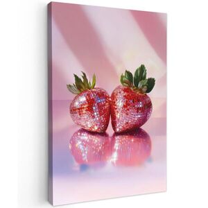 MuchoWow OBRAZ NA PLÁTNĚ Disco - Ovoce - Třpytky - Jahoda 60x90 cm obraz
