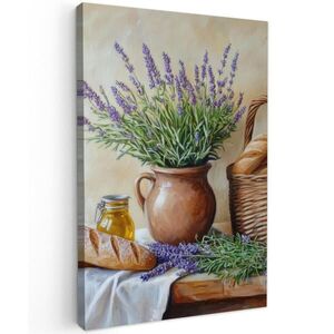 MuchoWow OBRAZ NA PLÁTNĚ Levandule - Chléb - Zátiší 80x120 cm obraz