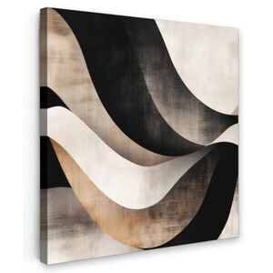 MuchoWow OBRAZ NA PLÁTNĚ Abstraktní - Vlny - Černá - Zvětralá 50x50 cm obraz