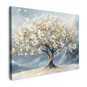MuchoWow OBRAZ NA PLÁTNĚ Strom - Zima - Strom života - Moderní - Zlatý 80x60 cm obraz