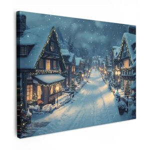 MuchoWow OBRAZ NA PLÁTNĚ Vánoční vesnice - Vánoce - Sníh - Zima 40x30 cm obraz