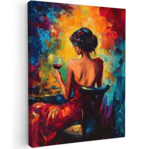 MuchoWow OBRAZ NA PLÁTNĚ Víno - Žena - Atmosférické - Barevné 60x80 cm obraz