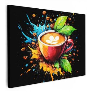 MuchoWow OBRAZ NA PLÁTNĚ Káva - Graffiti - Pití - Abstraktní 80x60 cm obraz