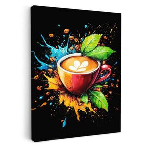 MuchoWow OBRAZ NA PLÁTNĚ Káva - Graffiti - Pití - Abstraktní 30x40 cm obraz
