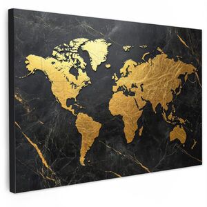 MuchoWow OBRAZ NA PLÁTNĚ Mapa světa - Zlato - Mramor 30x20 cm obraz