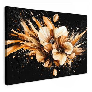 MuchoWow OBRAZ NA PLÁTNĚ Květiny - Zlatá - Graffiti - Černá - Abstraktní 60x40 cm obraz