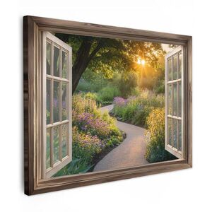 MuchoWow OBRAZ NA PLÁTNĚ Pohled - Květiny - Příroda - Slunce - Cesta 40x30 cm obraz