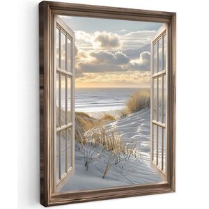 MuchoWow OBRAZ NA PLÁTNĚ výhled - Pláž - Duny - Moře - Příroda 60x80 cm obraz
