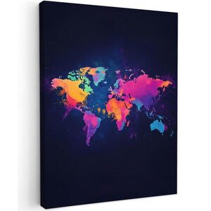 MuchoWow OBRAZ NA PLÁTNĚ Mapa světa - Barevné - Graffiti 60x80 cm obraz