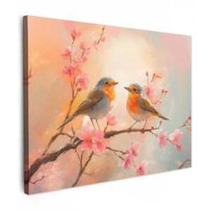 MuchoWow OBRAZ NA PLÁTNĚ Robins - Ornamental - Blossom branch 40x30 cm obraz