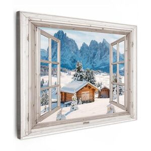 MuchoWow OBRAZ NA PLÁTNĚ Zimní krajina - Chata - Hory - Výhledy - výhled - Příroda 40x30 cm obraz