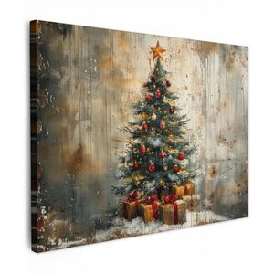 MuchoWow OBRAZ NA PLÁTNĚ Vánoční stromek - Vintage - Vánoce - Dárek 80x60 cm obraz