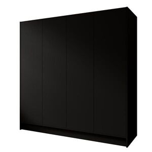 Beautysofa ŠATNÍ skříň Gava se čtyřmi hladkými dveřmi, 200 cm, černá obraz