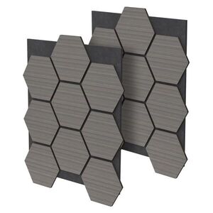 ML-DESIGN AKUSTICKÝ PANEL z pravého dřeva, sada 2 ks, šedý, šestiúhelníkový obraz