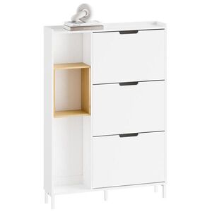 SoBuy BOTNÍK se třemi dveřmi Bílá 87x90x129.5cm Minimalistický obraz