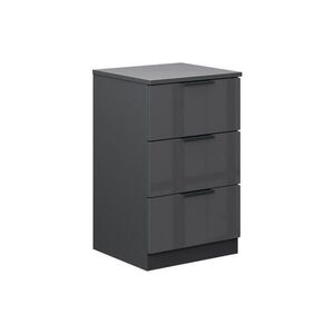 Vicco NOČNÍ STOLEK Fino Černý vysoký lesk 37.6 x 61.8 cm se 3 zásuvkami obraz