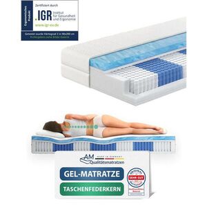 AM Qualitätsmatratzen GELOVÁ pružinová matrace s taštičkovými pružinami, 1000 pružin, 120/200 cm, H3 - výška 24 cm a potah Tencel obraz