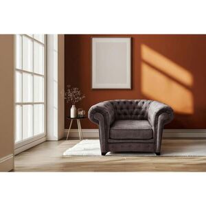 MID.YOU KŘESLO CHESTERFIELD, textil, kompozitní dřevo, hnědá obraz